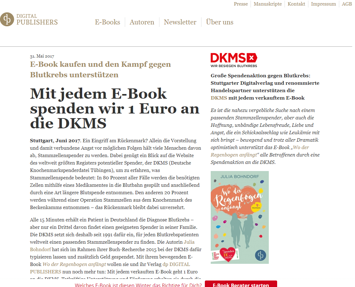 http://www.digitalpublishers.de/2017/05/mit-jedem-e-book-spenden-wir-1-euro-an-die-dkms/, 19.04.2018, 11:20