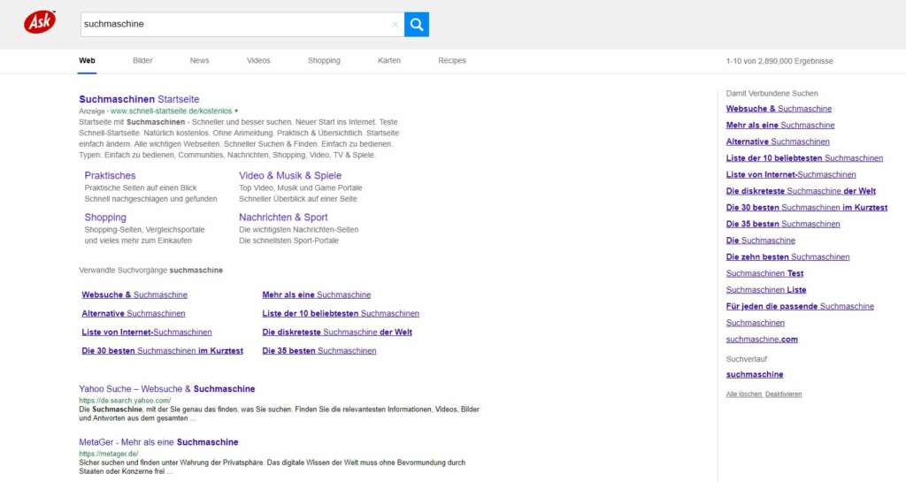 Ask SERPs