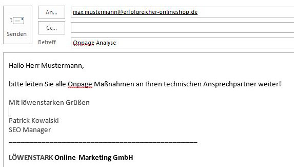 E-Mail mit Maßnahmen