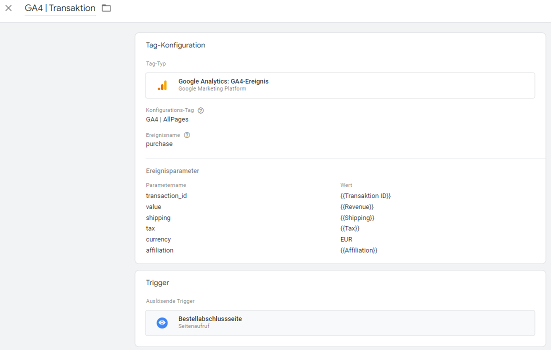 GA 4 Tracking: Tag und Trigger verbinden