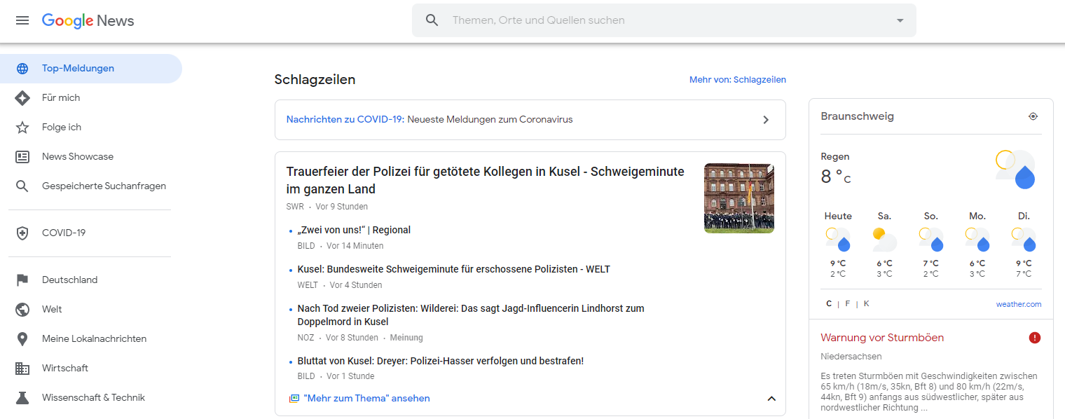 Google News als Dienst