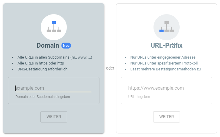 Google Search Console Property anlegen