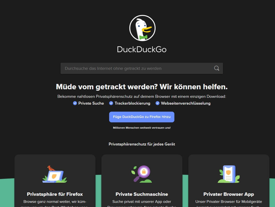 DuckDuckGo Suchmaske