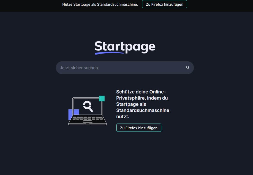 Startpage Suchmaske