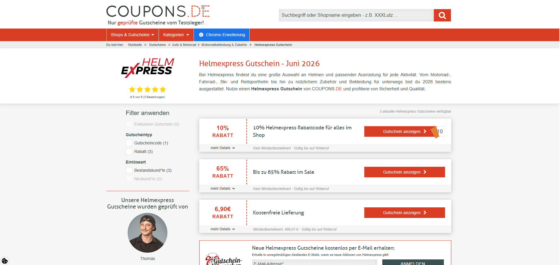 Screenshot Affiliate-Marketing Helmexpress