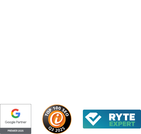 Sigel von Google Partner, TOP 100 SEO, RYTE EXPERT