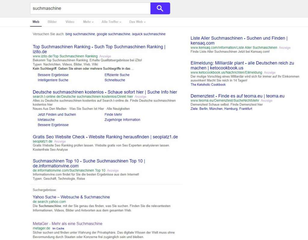 yahoo! SERPs